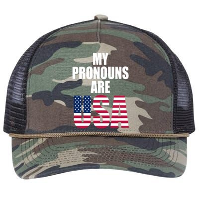 My Pronouns Are USA Patriotic Retro Rope Trucker Hat Cap