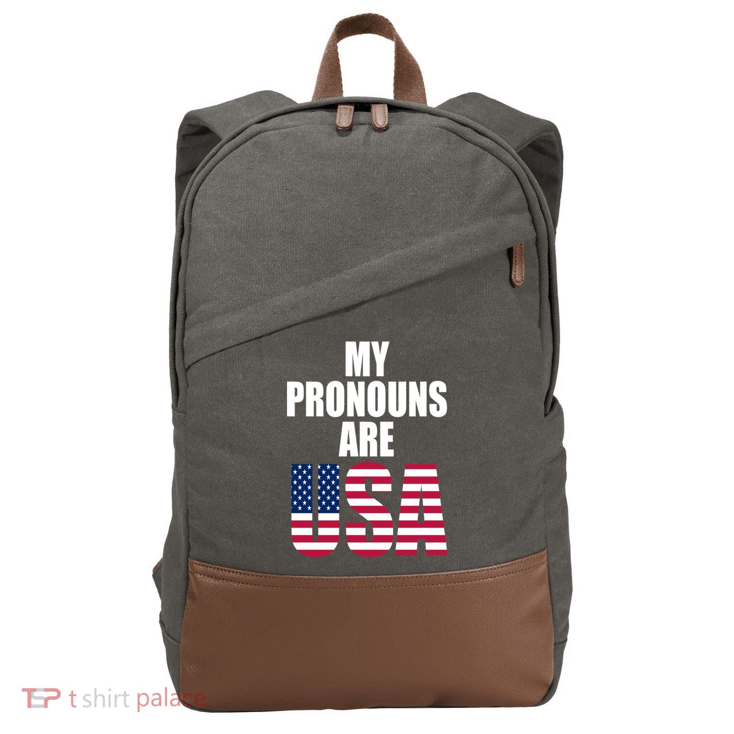 My Pronouns Are USA Patriotic Cotton Canvas Backpack