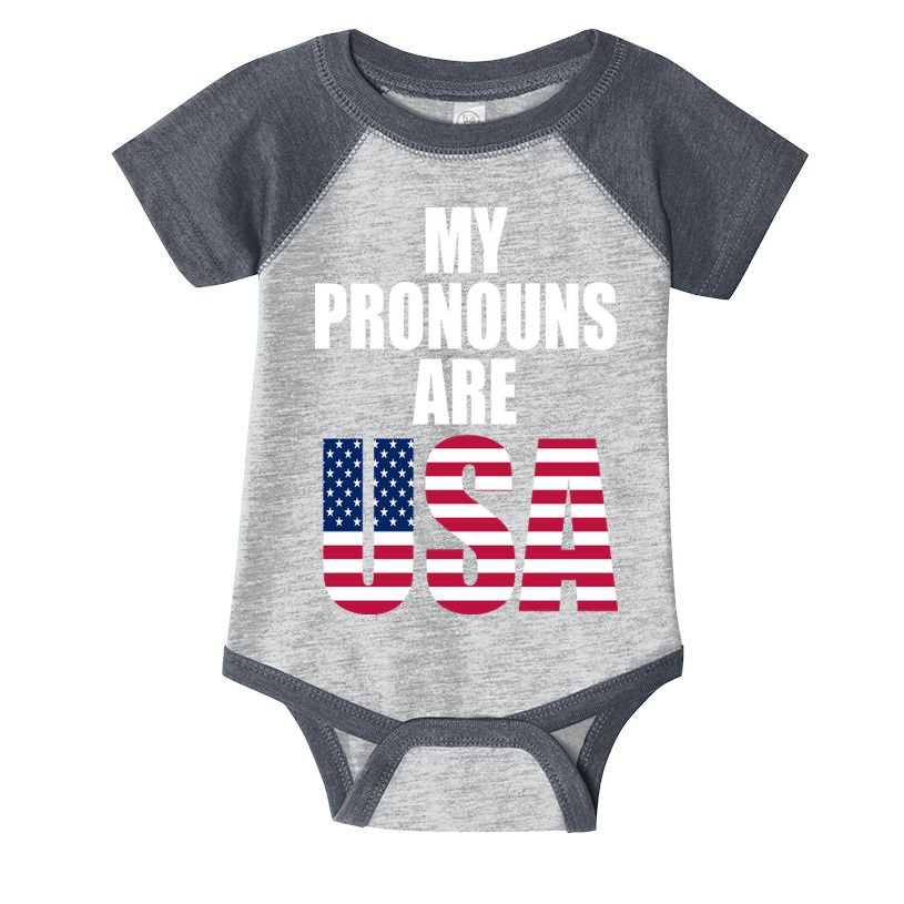 My Pronouns Are USA Patriotic Infant Baby Jersey Bodysuit