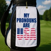 My Pronouns Are USA Patriotic Golf Towel