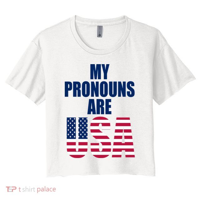 My Pronouns Are USA Patriotic Crop Top