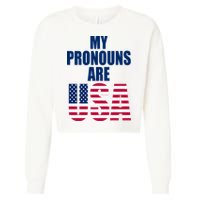 My Pronouns Are USA Patriotic Cropped Pullover Crew