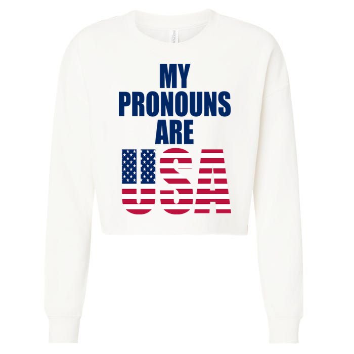 My Pronouns Are USA Patriotic Cropped Pullover Crew