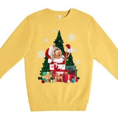 Miss Piggy Around The Christmas Tree Miss Piggy Christmas Tree Premium Crewneck Sweatshirt