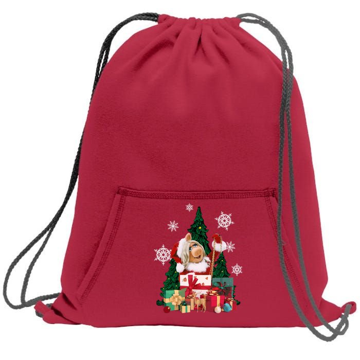 Miss Piggy Around The Christmas Tree Miss Piggy Christmas Tree Sweatshirt Cinch Pack Bag