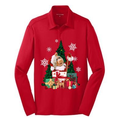 Miss Piggy Around The Christmas Tree Miss Piggy Christmas Tree Silk Touch Performance Long Sleeve Polo