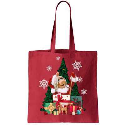 Miss Piggy Around The Christmas Tree Miss Piggy Christmas Tree Tote Bag