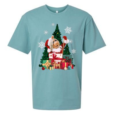 Miss Piggy Around The Christmas Tree Miss Piggy Christmas Tree Sueded Cloud Jersey T-Shirt