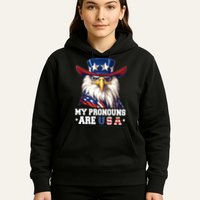 My Pronouns Are USA Funny Eagle 4th Of July American Hoodie