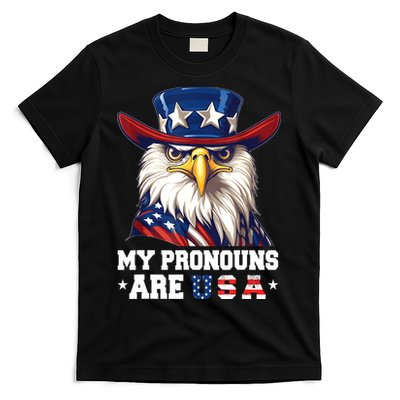 My Pronouns Are USA Funny Eagle 4th Of July American T-Shirt