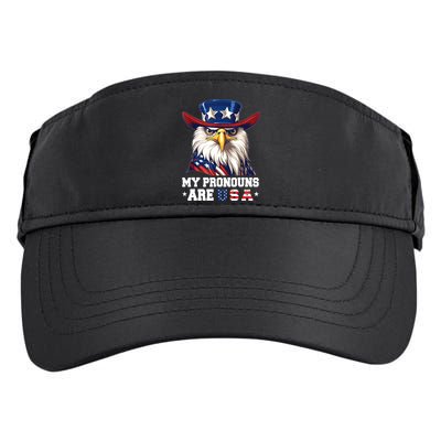 My Pronouns Are USA Funny Eagle 4th Of July American Adult Drive Performance Visor