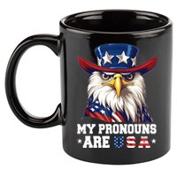 My Pronouns Are USA Funny Eagle 4th Of July American 11oz C Handle Ceramic Mug