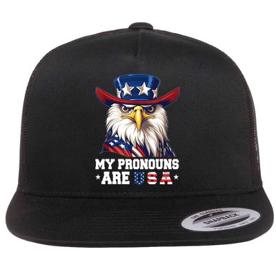My Pronouns Are USA Funny Eagle 4th Of July American Flatbill Hat