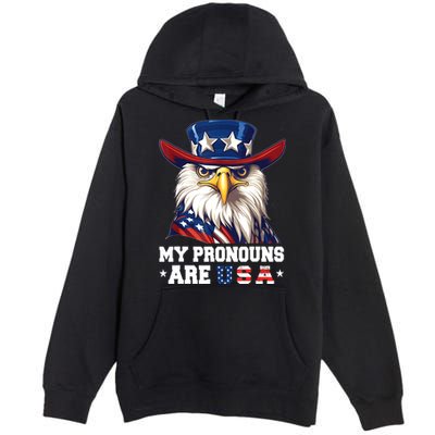 My Pronouns Are USA Funny Eagle 4th Of July American Premium Pullover Hoodie