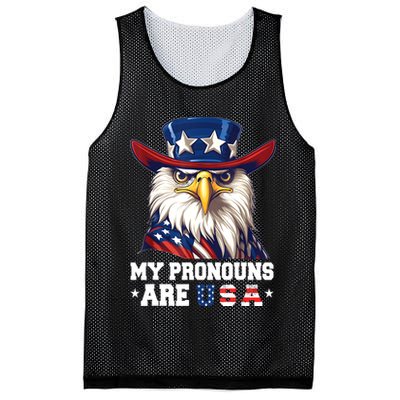 My Pronouns Are USA Funny Eagle 4th Of July American Mesh Reversible Basketball Jersey Tank