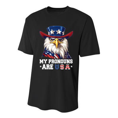 My Pronouns Are USA Funny Eagle 4th Of July American Youth Performance Sprint T-Shirt