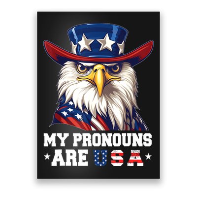 My Pronouns Are USA Funny Eagle 4th Of July American Poster