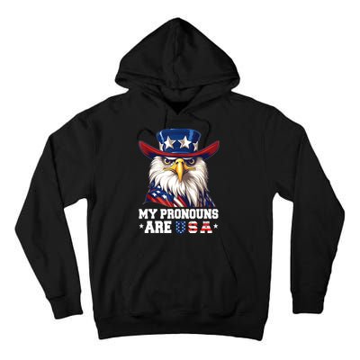 My Pronouns Are USA Funny Eagle 4th Of July American Tall Hoodie