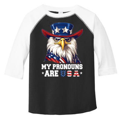 My Pronouns Are USA Funny Eagle 4th Of July American Toddler Fine Jersey T-Shirt
