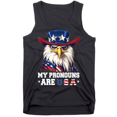 My Pronouns Are USA Funny Eagle 4th Of July American Tank Top