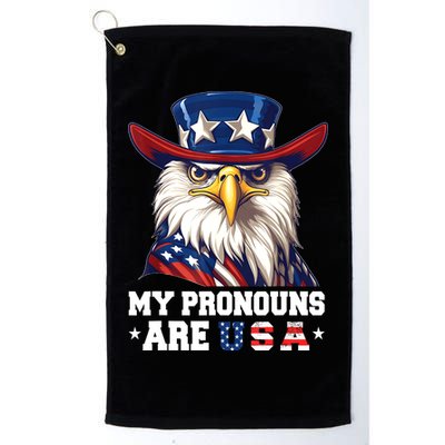 My Pronouns Are USA Funny Eagle 4th Of July American Golf Towel