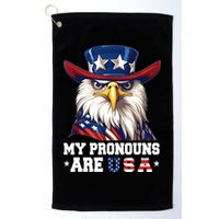 My Pronouns Are USA Funny Eagle 4th Of July American Golf Towel