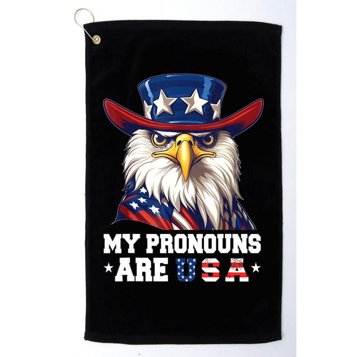 My Pronouns Are USA Funny Eagle 4th Of July American Golf Towel
