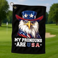 My Pronouns Are USA Funny Eagle 4th Of July American Golf Towel