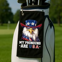 My Pronouns Are USA Funny Eagle 4th Of July American Golf Towel