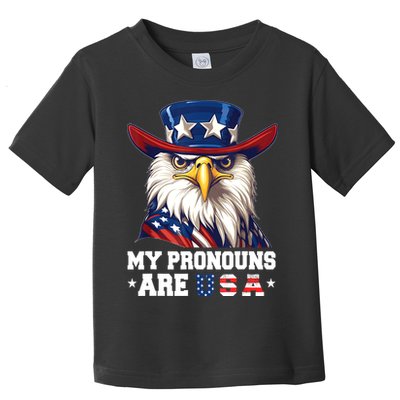 My Pronouns Are USA Funny Eagle 4th Of July American Toddler T-Shirt