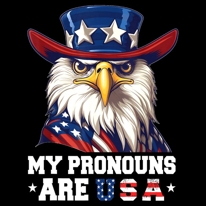 My Pronouns Are USA Funny Eagle 4th Of July American Short Acrylic Beanie