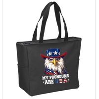 My Pronouns Are USA Funny Eagle 4th Of July American Zip Tote Bag