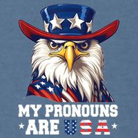 My Pronouns Are USA Funny Eagle 4th Of July American Garment-Dyed Sweatshirt