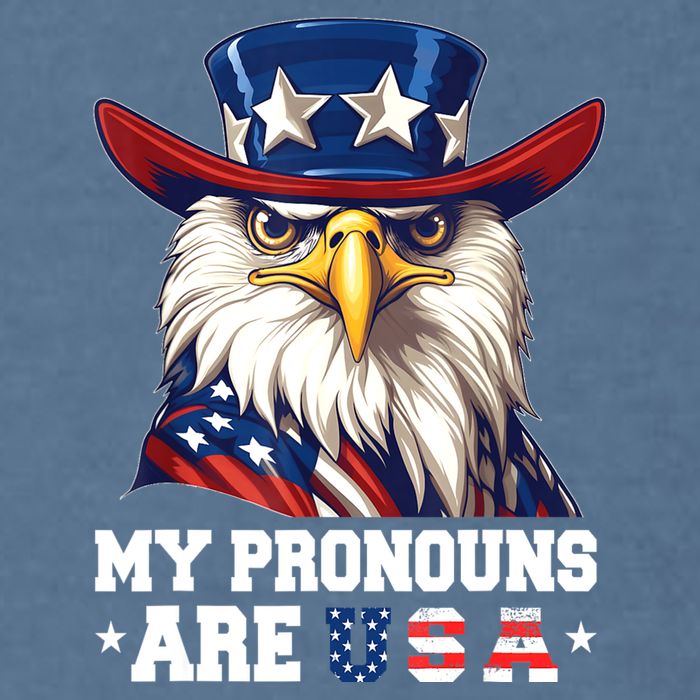My Pronouns Are USA Funny Eagle 4th Of July American Garment-Dyed Sweatshirt