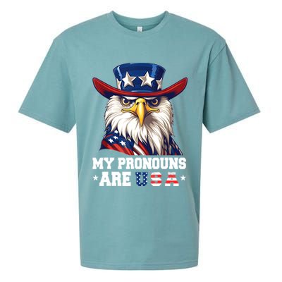 My Pronouns Are USA Funny Eagle 4th Of July American Sueded Cloud Jersey T-Shirt