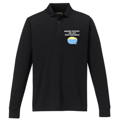 Mashed Potatoes Are Just Irish Guacamole Funny Food Performance Long Sleeve Polo