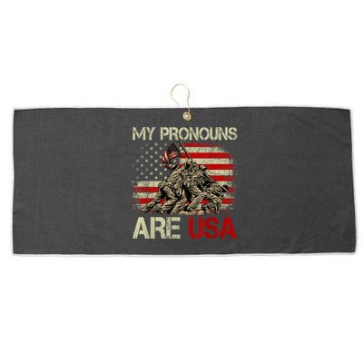 My Pronouns Are Usa 4th Of July American Flag Tie Dye Large Microfiber Waffle Golf Towel