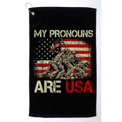 My Pronouns Are Usa 4th Of July American Flag Tie Dye Platinum Collection Golf Towel