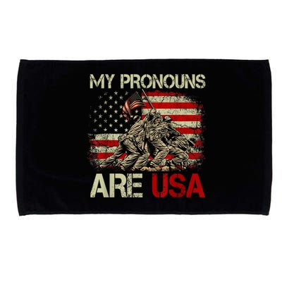 My Pronouns Are Usa 4th Of July American Flag Tie Dye Microfiber Hand Towel