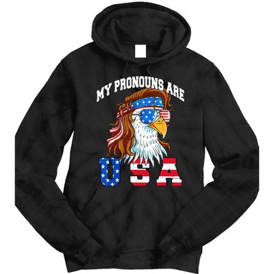 My Pronouns Are USA Eagle Funny 4th of July American Tie Dye Hoodie