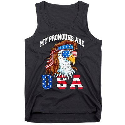 My Pronouns Are USA Eagle Funny 4th of July American Tank Top