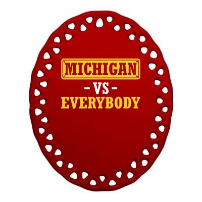 Michigan Pride Bold Statement Apparel For Sports Fans Ceramic Oval Ornament