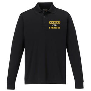 Michigan Pride Bold Statement Apparel: Show Your Allegiance Performance Long Sleeve Polo