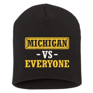 Michigan Pride Bold Statement Apparel: Show Your Allegiance Short Acrylic Beanie