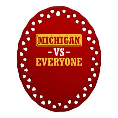 Michigan Pride Bold Statement Apparel: Show Your Allegiance Ceramic Oval Ornament