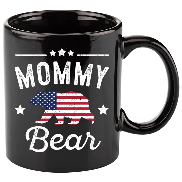 Mommy Patriotic Bear Flag Matching 4th Of July Funny Gift 11oz C Handle Ceramic Mug