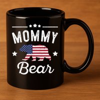 Mommy Patriotic Bear Flag Matching 4th Of July Funny Gift 11oz C Handle Ceramic Mug