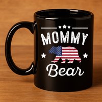 Mommy Patriotic Bear Flag Matching 4th Of July Funny Gift 11oz C Handle Ceramic Mug