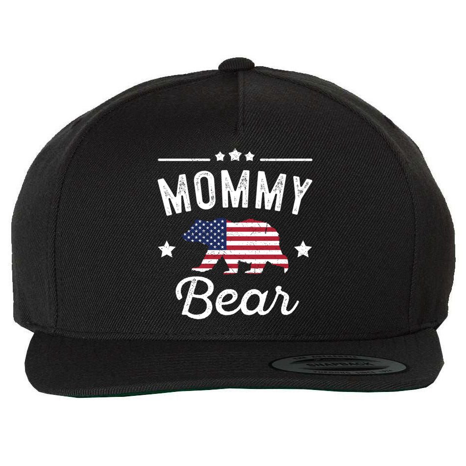 Mommy Patriotic Bear Flag Matching 4th Of July Funny Gift Wool Snapback Cap