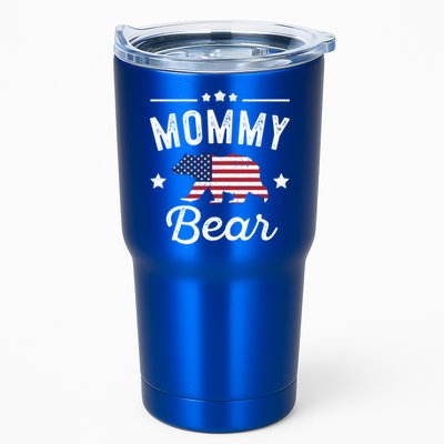 Mommy Patriotic Bear Flag Matching 4th Of July Funny Gift Tumbler